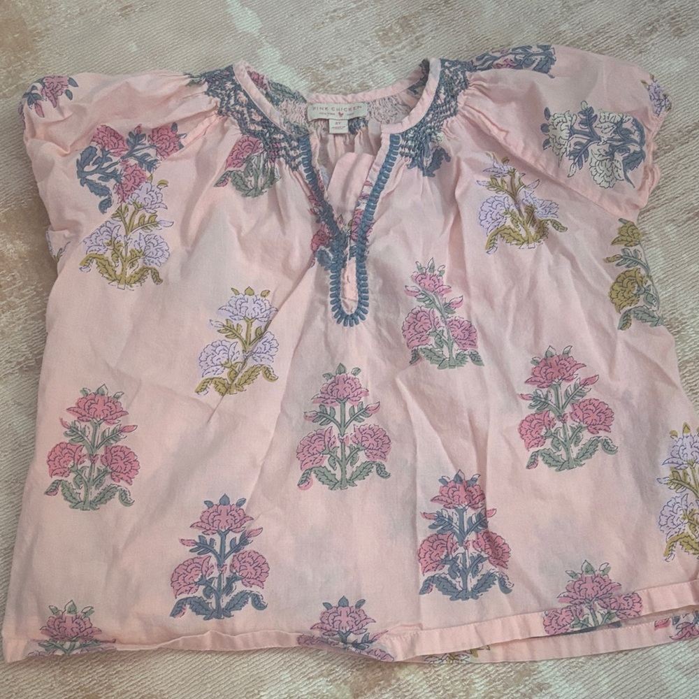 Pink Chicken Pastel Floral Kids Blouse